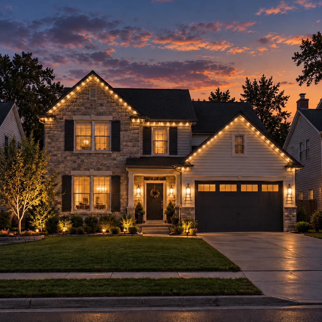 The same home lit for Everyday